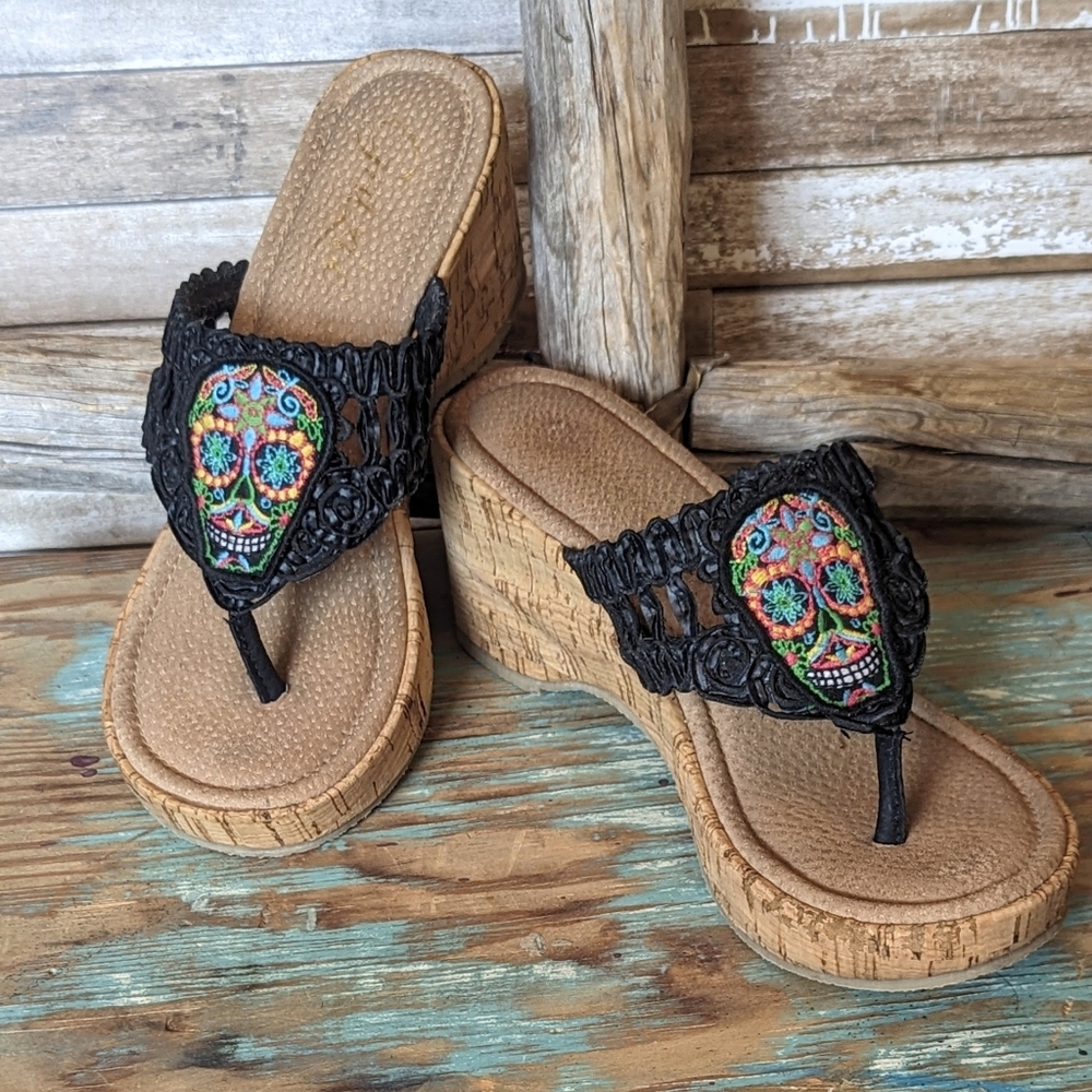 Grazie Sugar Skull Cork Wedges